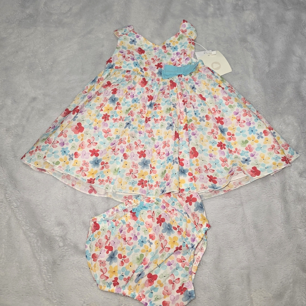 NWT 12mo Mayoral Turquoise Dress and Bloomer